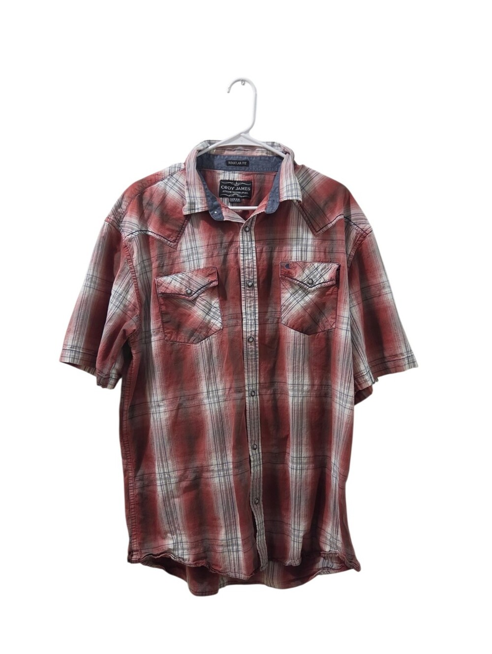 Cody James Red Plaid Western Pearl Snap Shirt XXL Short Sleeve Cowboy Shirt